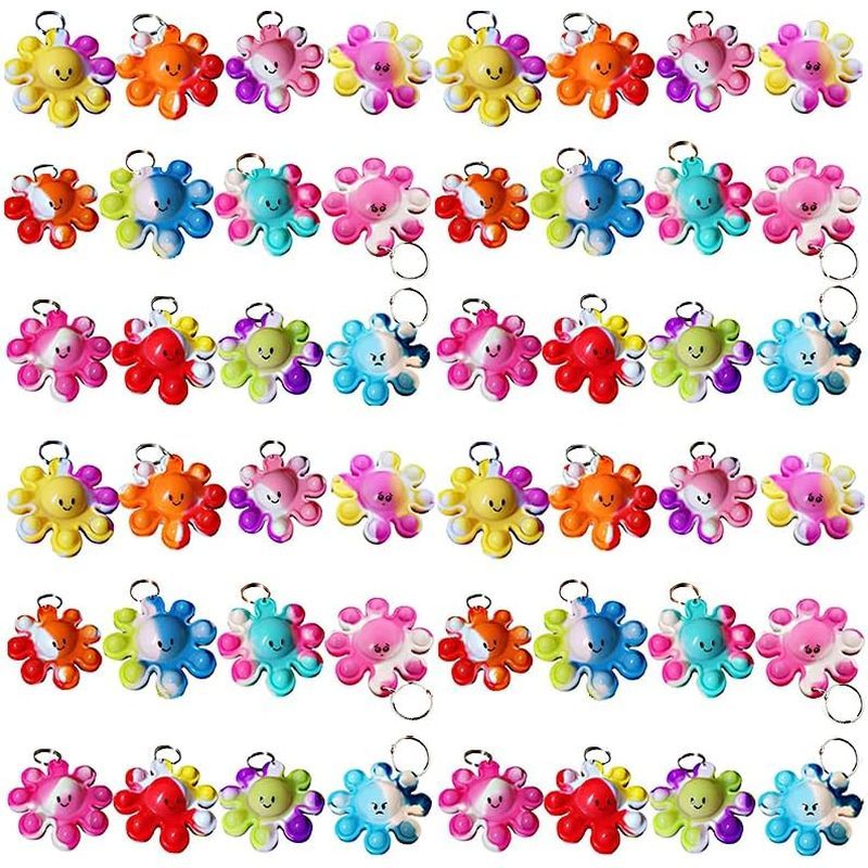 100 Packs Bulk Octopus Backpack Keychain Mini pop Fidget for Students Gifts Octopus Sea Animal Party