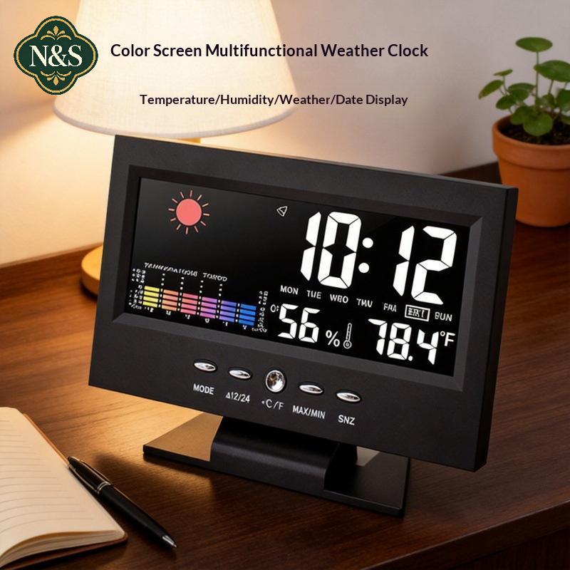 NS Weather Station LED Clo Kết hợp nhiệt kế Máy đo độ ẩm và lịch cho cuộc sống gia đình thông minh N
