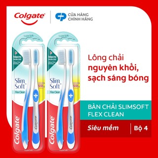Bộ 4 bàn chải Colgate Slimsoft Flex Clean nguyên khối siêu mềm mảnh