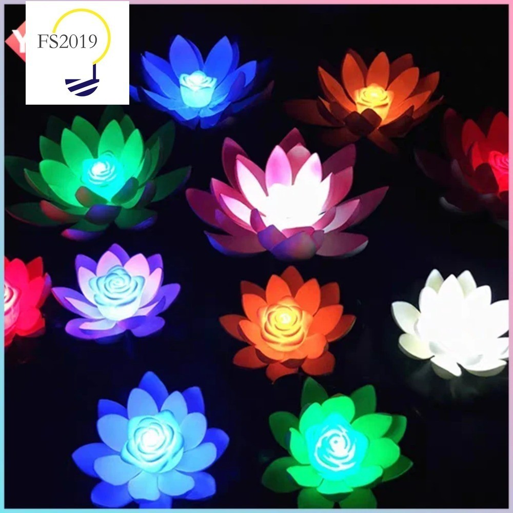 [Hàng có sẵn] MỚI 2024 18CM Lễ hội Diwali LED Sen Đèn ngủ Nước nổi Hoa Stamen Sân vườn Bể cá Lễ hội 