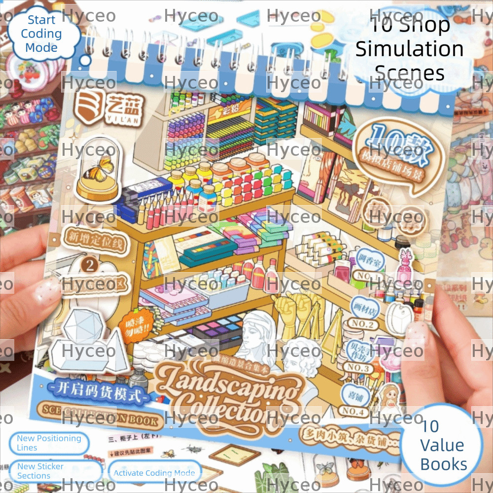 Sách dán HYCEO, Store Series 30 tờ Nhãn dán cảnh Mini, Minh họa tinh tế chất lượng cao PET Die-cut S