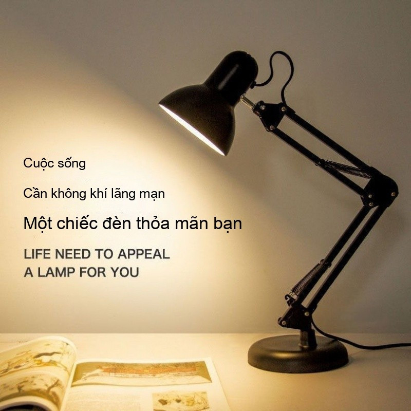 Đèn bàn LED cánh tay dài có thể điều chỉnh. Đèn bàn chiếu sáng plug-in bảo vệ mắt-table lamp