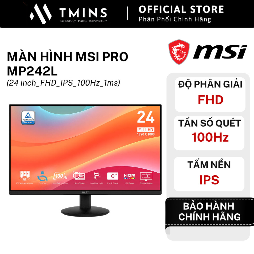 Màn hình MSI PRO MP242L (24 inch_FHD_IPS_100Hz_1ms) - Hàng chính hãng