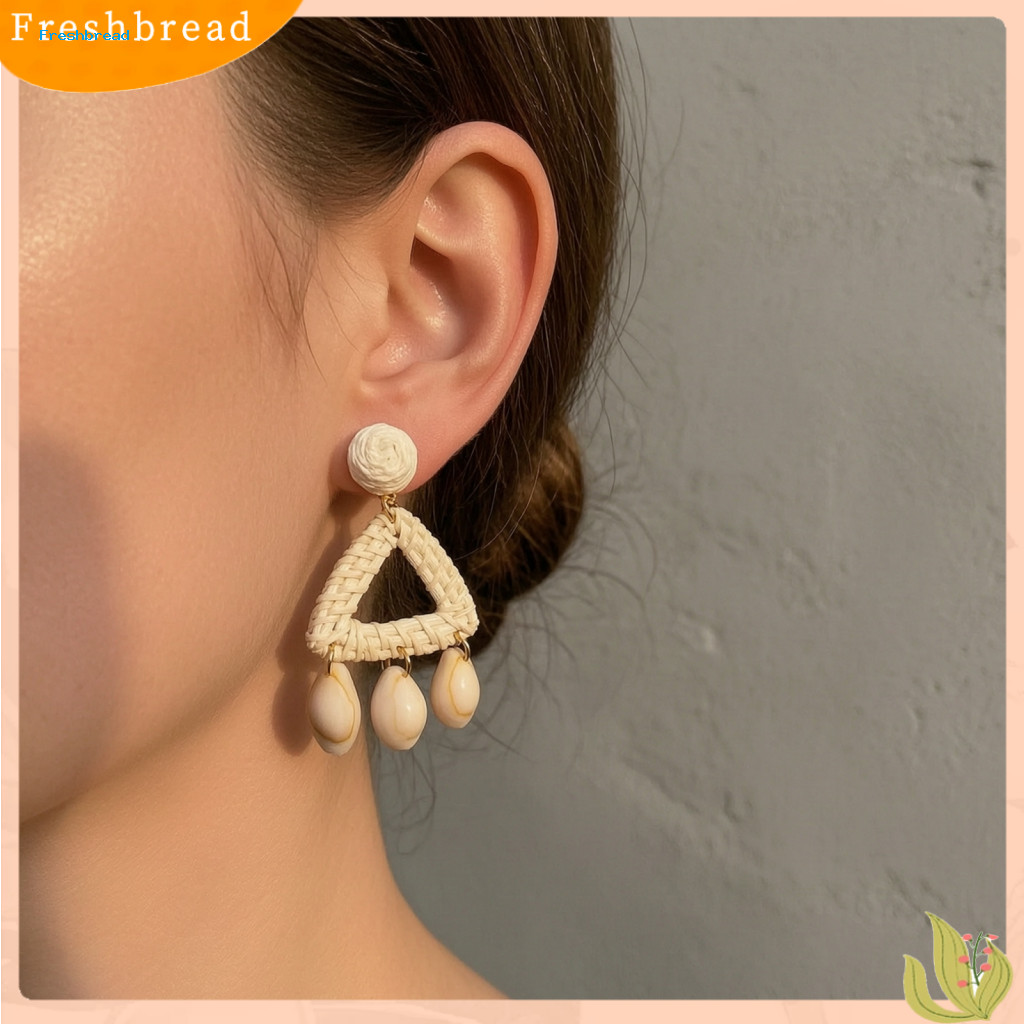 FR * Bohemian Raffia Bông Tai Handmade Boho Bông Tai Handmade Raffia Bohemian Tòn Ten Bông Tai Nữ – 