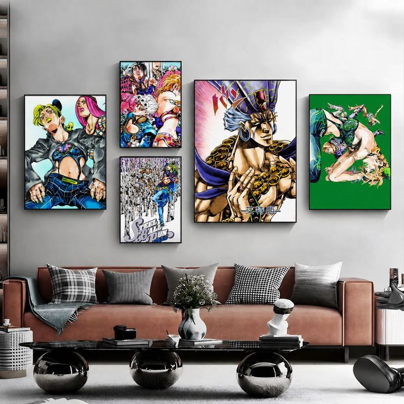 JoJo 🍎 Bizarre Adventure Steel Ball Run Jolyne Cujoh Gyro Zeppeli Anime Nhật Bản Poster Bộ Không Khu