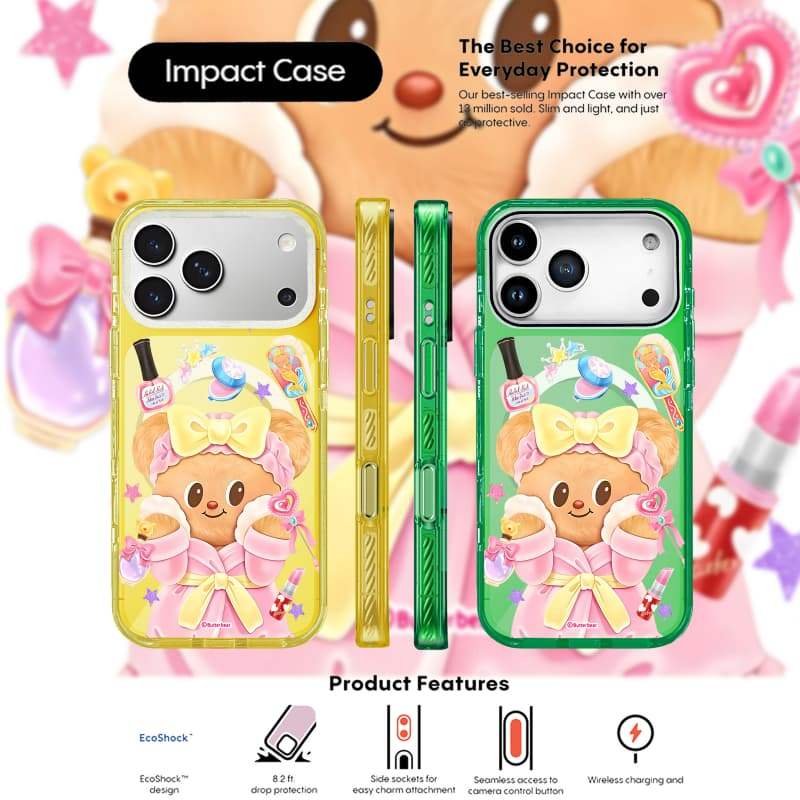 Butterbear Wake & Shine Case Lemon Yellow Grass Green Clear Hard Từ Hút Tác Động Cho Apple IPhone 14
