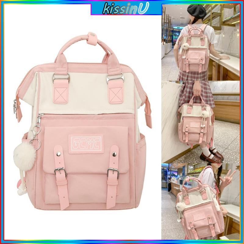Kiss Hợp Thời Trang Bông Tai Kẹp Học Dành Cho Học Sinh Ba Lô Đi Học Du Lịch Daypack Túi Sách Du Lịch