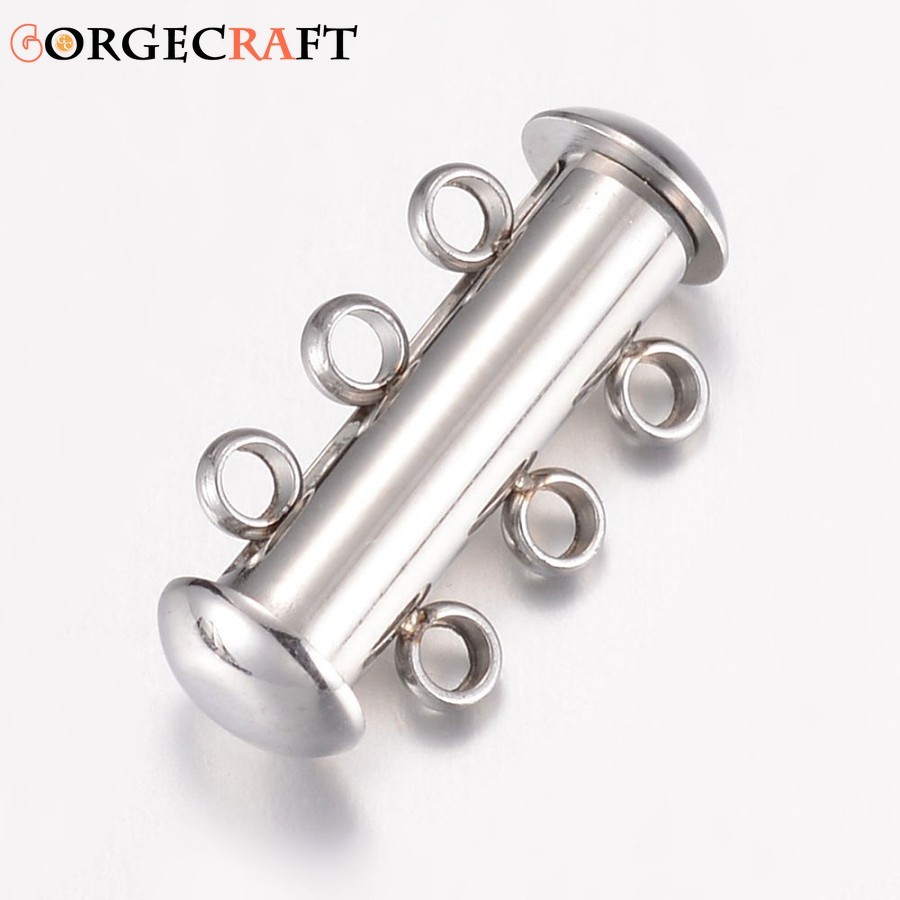 1 Bộ Chống Mài Mòn Thép Không Gỉ 304 Trượt Khóa Móc Khóa Peyote Kẹp 3 Dây 6 Lỗ Ống Thép Không Gỉ Màu