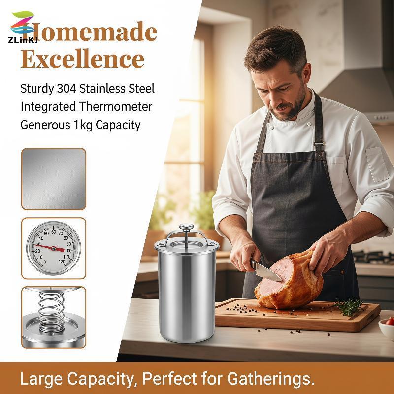 ZLinKJ Ham Maker Khuôn ép thịt bằng thép không gỉ chống gỉ cho tự chế Deli Meat Sandwich Fillings Ph