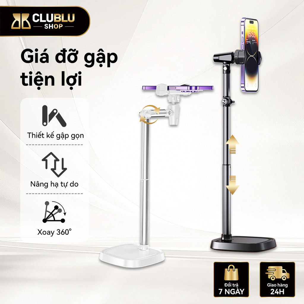 CLUBLU Giá đỡ điện thoại T10 livestream quay video review sản phẩm xem phim xoay 360 độ