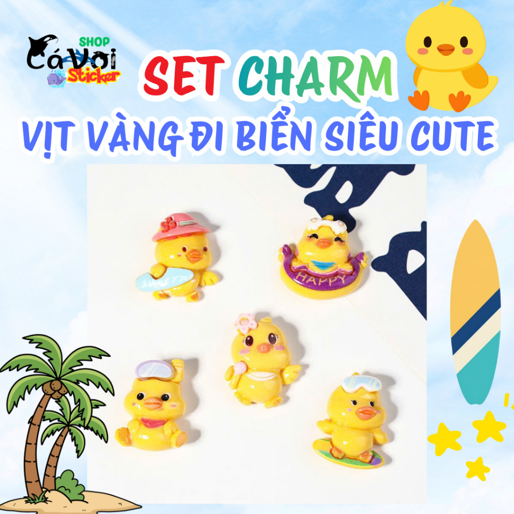 Set Charm Vịt Vàng Mùa Hè Cute Đi Biển Siêu Dễ Thương - Charm vịt vàng siêu cute ngộ nghĩnh