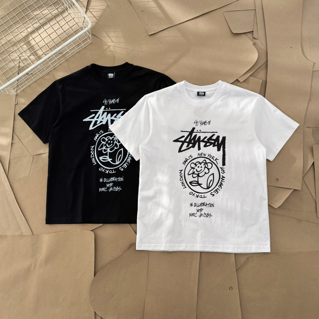 Áo Stussy / Áo thun nam nữ Stussy Áo thun in hình tay ngắn Áo thun công sở hàng đầu thấm mồ hôi Co @
