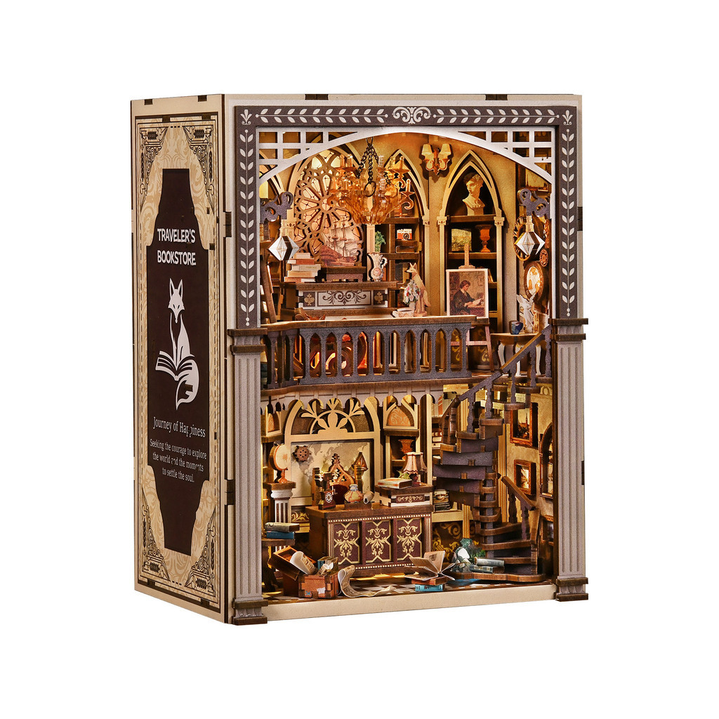 Mới Du Khách Hiệu Sách Handmade diy Hut Thu Nhỏ Cảnh Bằng Gỗ Lắp Ráp Bookend OEM / ODM OEM