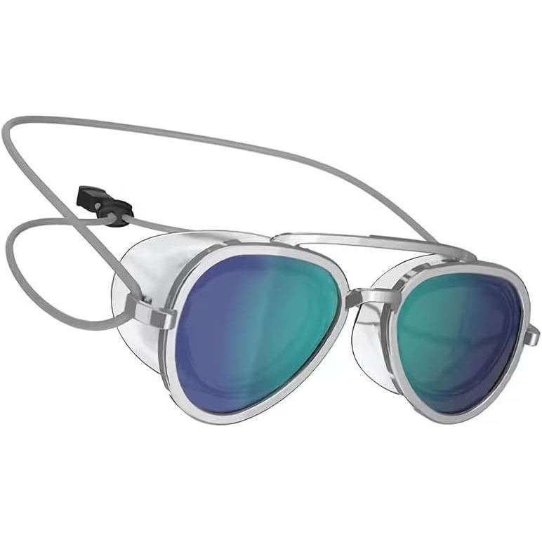 SailorStyleSwimmingGoggles, Anti-Fog, Full View, MirroredTealLenseswithSideShields