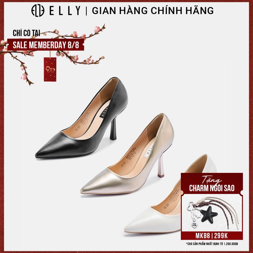 [TẶNG CHARM 299K 10/8] Giày cao gót nữ ELLY EG252 8.5cm da tổng hợp mũi nhọn thời trang công sở