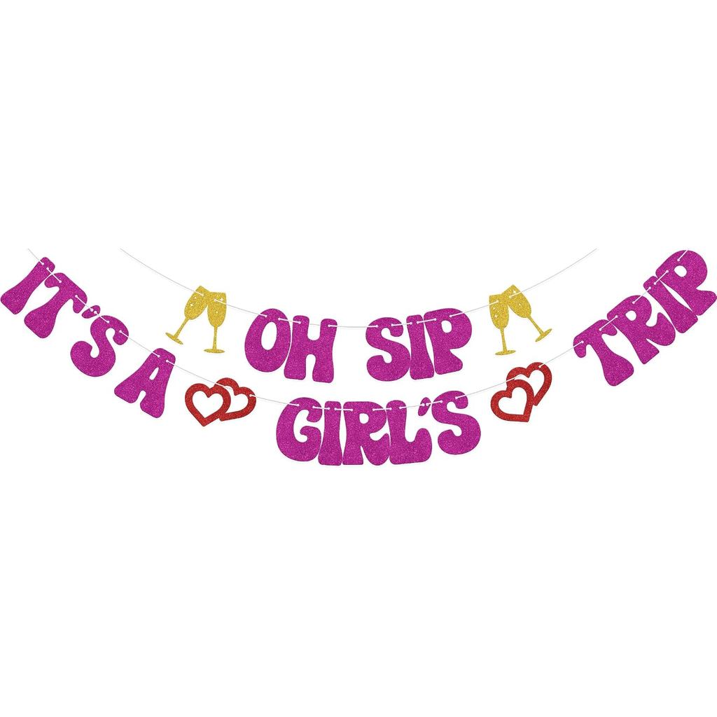 Oh Sip It 's A Girl 's Trip Banner, Đồ trang trí ban đêm cho bé gái, Đồ dùng trang trí vòi hoa sen c