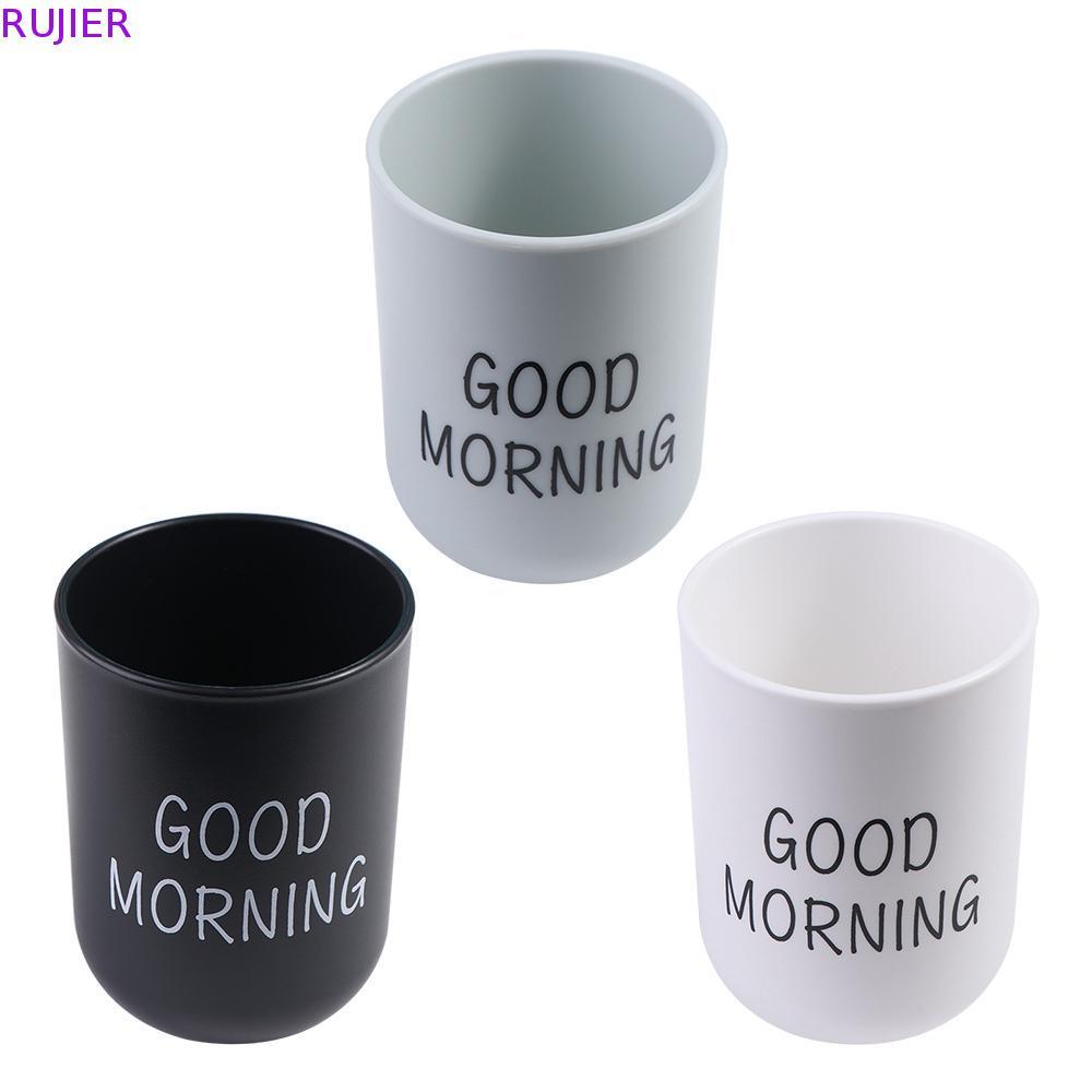 RUJIER Good Morning Cup Chịu Nhiệt Khỏe Mạnh Di Động Bàn Chải Đánh Răng Lưu Trữ Tổ Chức Cốc Uống Dri