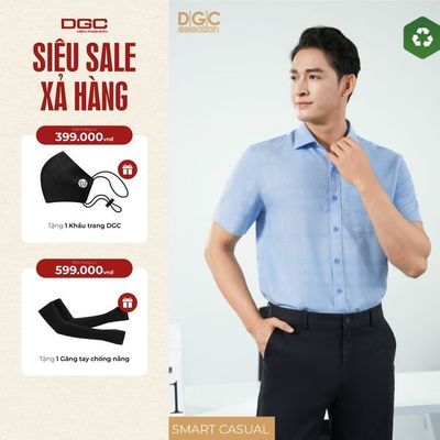 Áo sơ mi ngắn tay DGC Dáng suông Smart Casual, Phong Cách Trẻ Trung, Chất Vải Mềm Nhẹ - SASNBE37M
