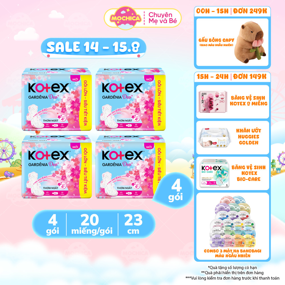 Băng vệ sinh Kotex Gardenia Deo 20 miếng, siêu mỏng mặt bông mềm mại - Mochishop _Mochica
