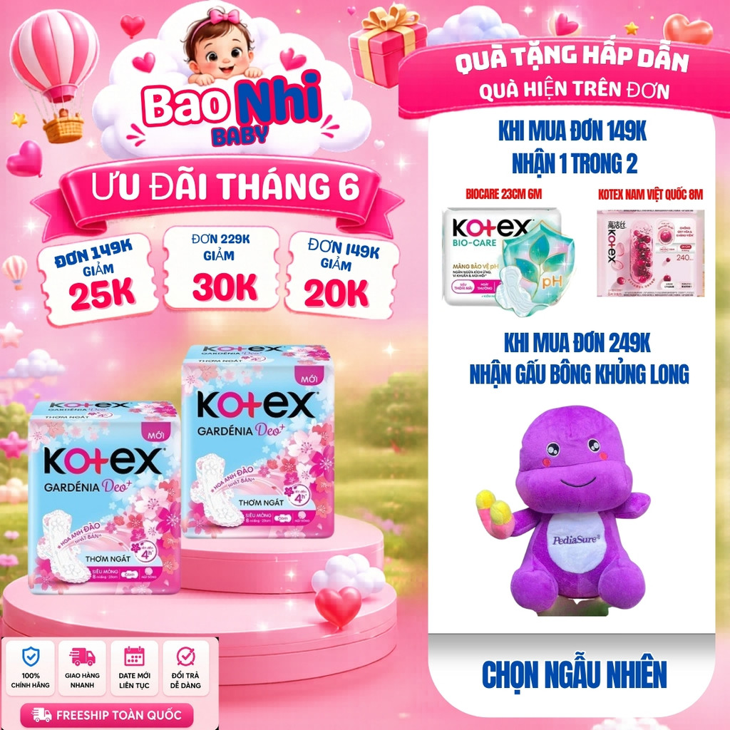 Combo 4 gói băng vệ sinh Kotex Hoa Anh Đào 23cm SMC 20M