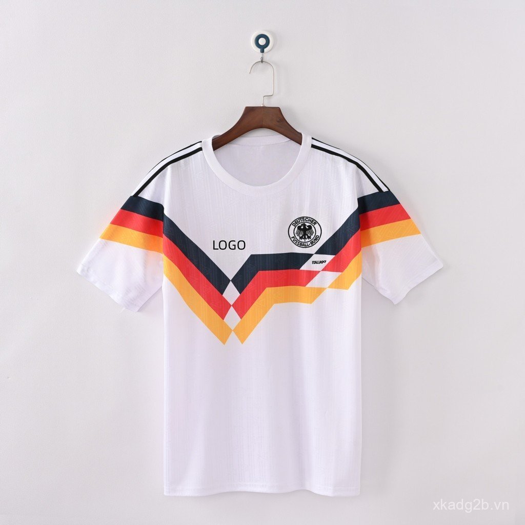 Áo bóng đá sân nhà Retro 1990 Đức Áo thun nam tay ngắn Áo tùy chỉnh