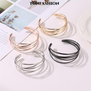 Vòng tay rộng TONFASHION, Vòng tay mở hợp kim hình học có thể điều chỉnh, Vòng đeo tay nhiều lớp thời trang dành cho nữ