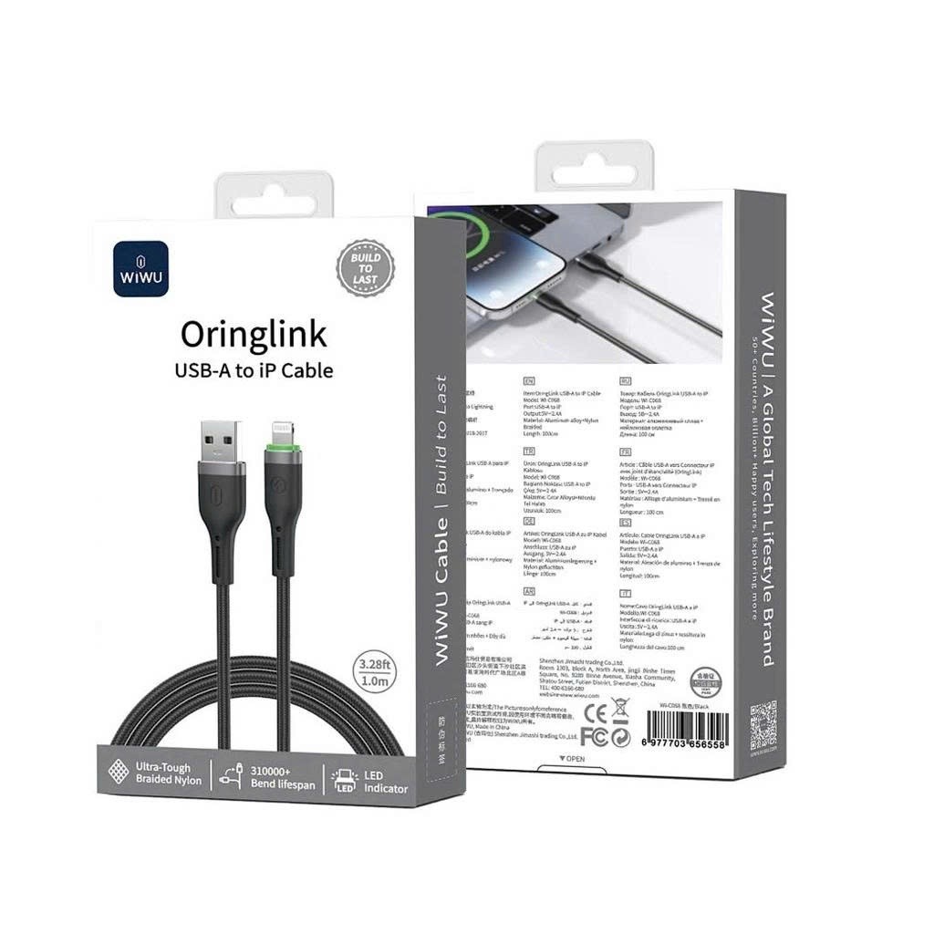 Cáp Sạc Nhanh WIWU EuroFlash Wi-C066 Wi-C067 Wi-C068 USB-A Sang Micro USB Type-C Lightning Dây Dù Bệ