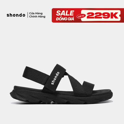 Giày Sandals Nam Nữ Cao Cấp Unisex Êm Chân Quai Liền Shondo F6 Sport Đen F6S1111