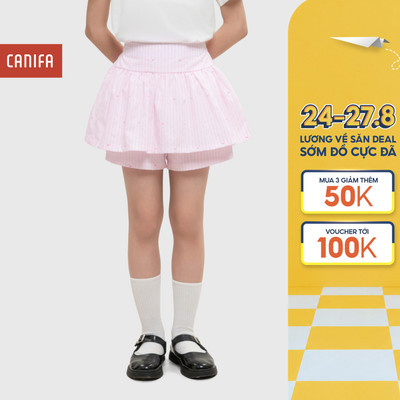 Quần váy bé gái CANIFA dáng xòe họa tiết kẻ chấm bi 1BS26C002