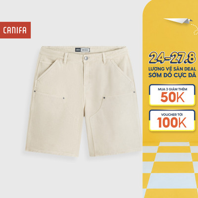 Quần short kaki nam CANIFA thiết kế túi hộp độc lạ chất cotton mềm dáng suông 8BS26C001
