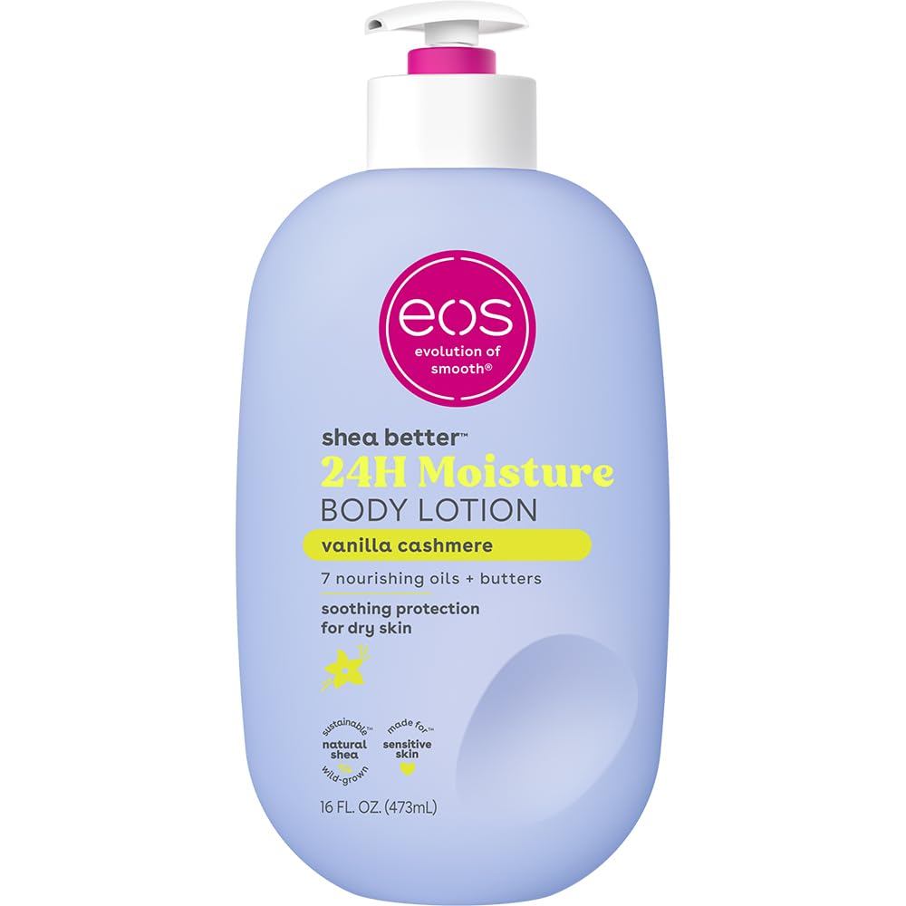 Eos Shea Better Body Lotion Vanilla Cashmere, Chăm sóc da độ ẩm 24 giờ, Nhẹ & Không nhờn, Shea tự nh