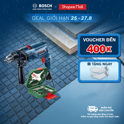 Máy khoan động lực Bosch GSB 550 Freedom 90 chi tiết - Tặng kèm 1 Bộ mũi khoan và vặn vít X-Line 34 món