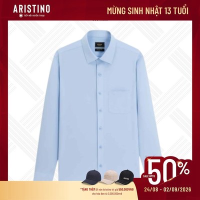 [Aristino x Đăng Khôi] Áo Sơ Mi Nam Xanh Biển Aristino Business Tay Dài 1LSR24S