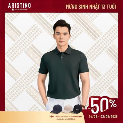 Áo Polo Nam Tay Ngắn Aristino Business Regular Dệt Sợi Silk Tơ Tằm Cao Cấp 1PS080AS3