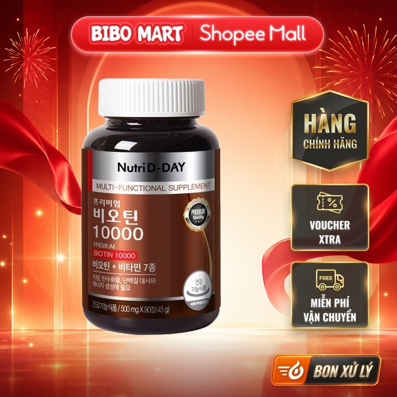 [MALL] Viên uống bổ sung Biotin 10000mg Nutri D-DAY Lọ 90 viên - BM002.1