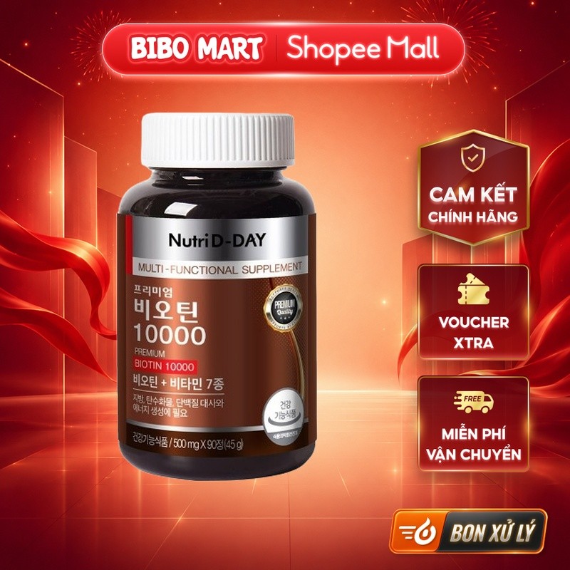 [MALL] Viên uống bổ sung Biotin 10000mg Nutri D-DAY Lọ 90 viên - BM001.2