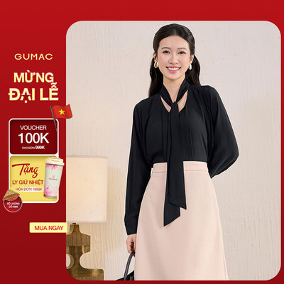 Áo Sơ Mi Nữ GUMAC Form Suông Thoải Mái Kiểu Xếp Ly Vai Tinh Tế Tôn Dáng  AF11037