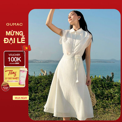 Chân váy nữ GUMAC xòe dây hoa  VE04040