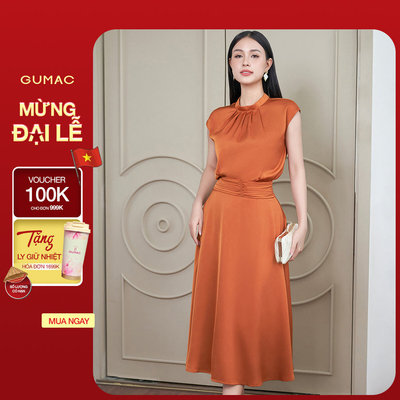 [SALE] Set lẻ Áo kiểu nữ GUMAC tay liền  AE04010 - Chân váy nữ GUMAC nhún eo  VE04011