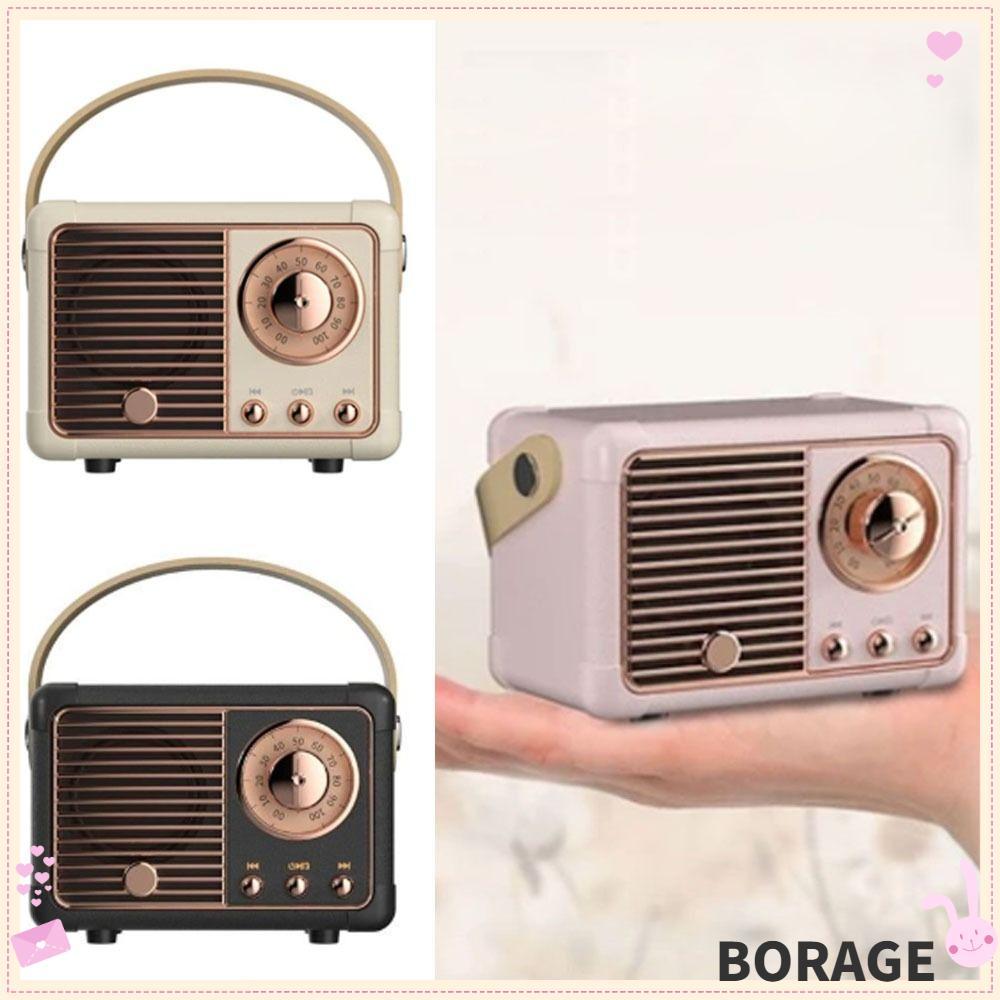 Loa siêu trầm Bluetooth BORAG, có tay cầm Loa Bluetooth Bass phong phú, Creative Retro với Đài FM Lo