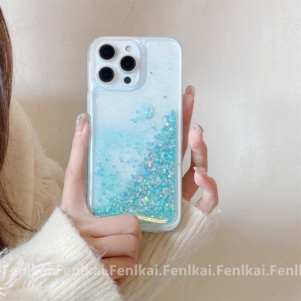 Ốp điện thoại Apple 17 Azure Simple Star Apple Long lanh Thích hợp cho iPhone16 / 15Pro / 14 / 13 / 