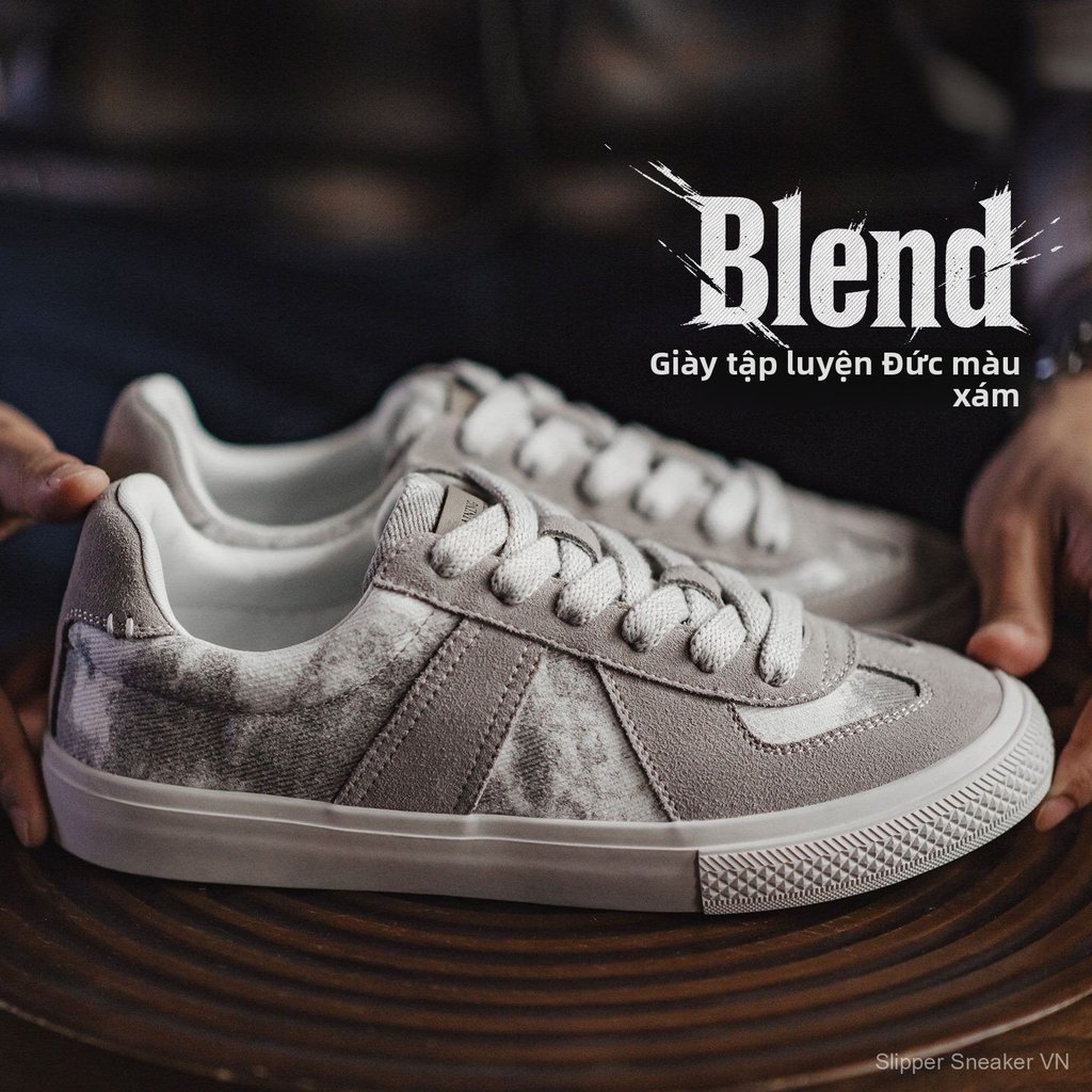 Giày canvas nam Maden xám phong cách Đức huấn luyện nhuộm retro đế bằng, thoải mái thời trang