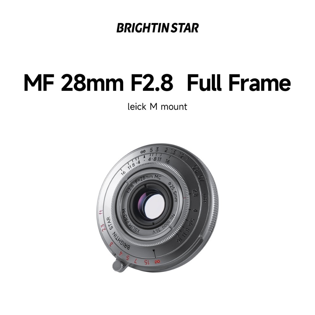 Bảo hành 2 năm-Brightin Star MF 28mm F2.8 Full Frame Wide Angle Prime Lens Liquid Silver Phiên bản g