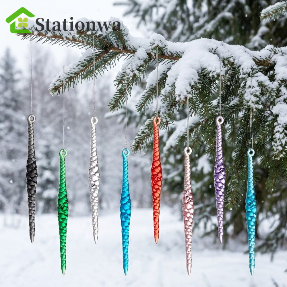 STATIONWA Bộ 12 Mặt Dây Icicle Giáng Sinh, Đồ Trang Trí Icicle Cây Giáng Sinh Chống Vỡ Acrylic, Giọt