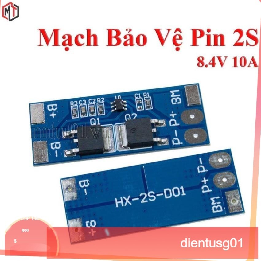Mạch Bảo Vệ Pin Li-Ion 18650 2S 7.4V - 8.4V 10A 2S-D01 / HX-2S-D01