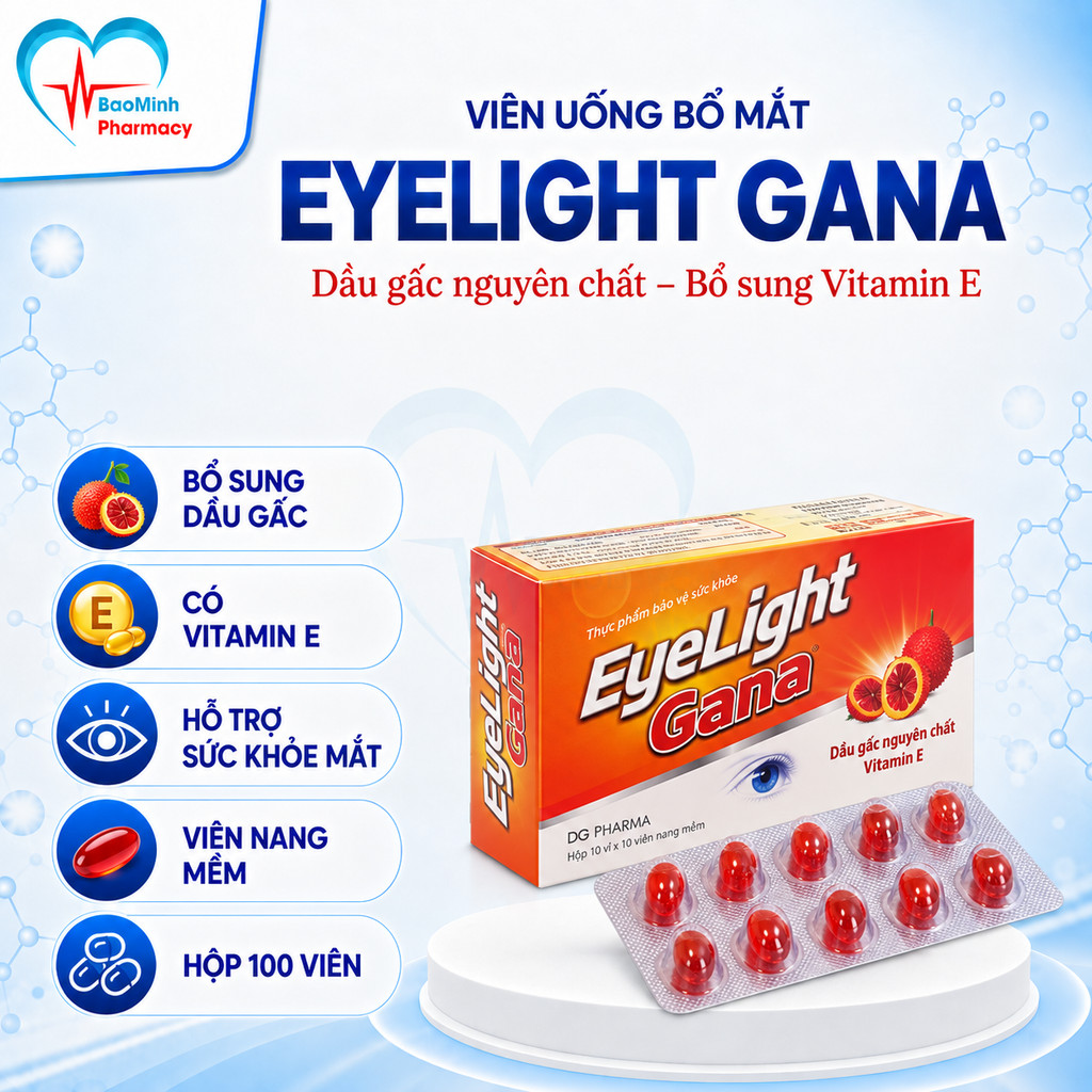 VIÊN UỐNG BỔ MẮT DẦU GẤC EYELIGHT GANAT HỘP 30 VIÊN