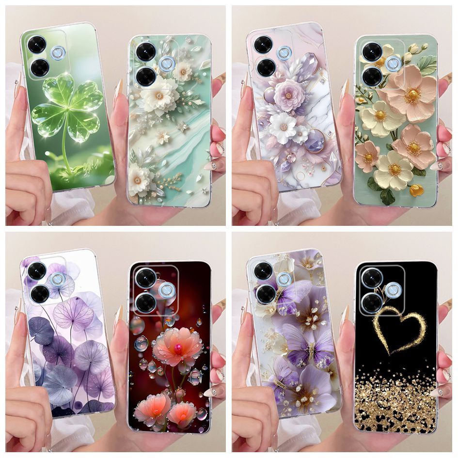 Dành Cho Xiaomi Redmi 13 Ốp Lưng Hoa Bướm Silicon Mềm Trong Suốt TPU Điện Thoại Ốp Lưng Cho Xiaomi R
