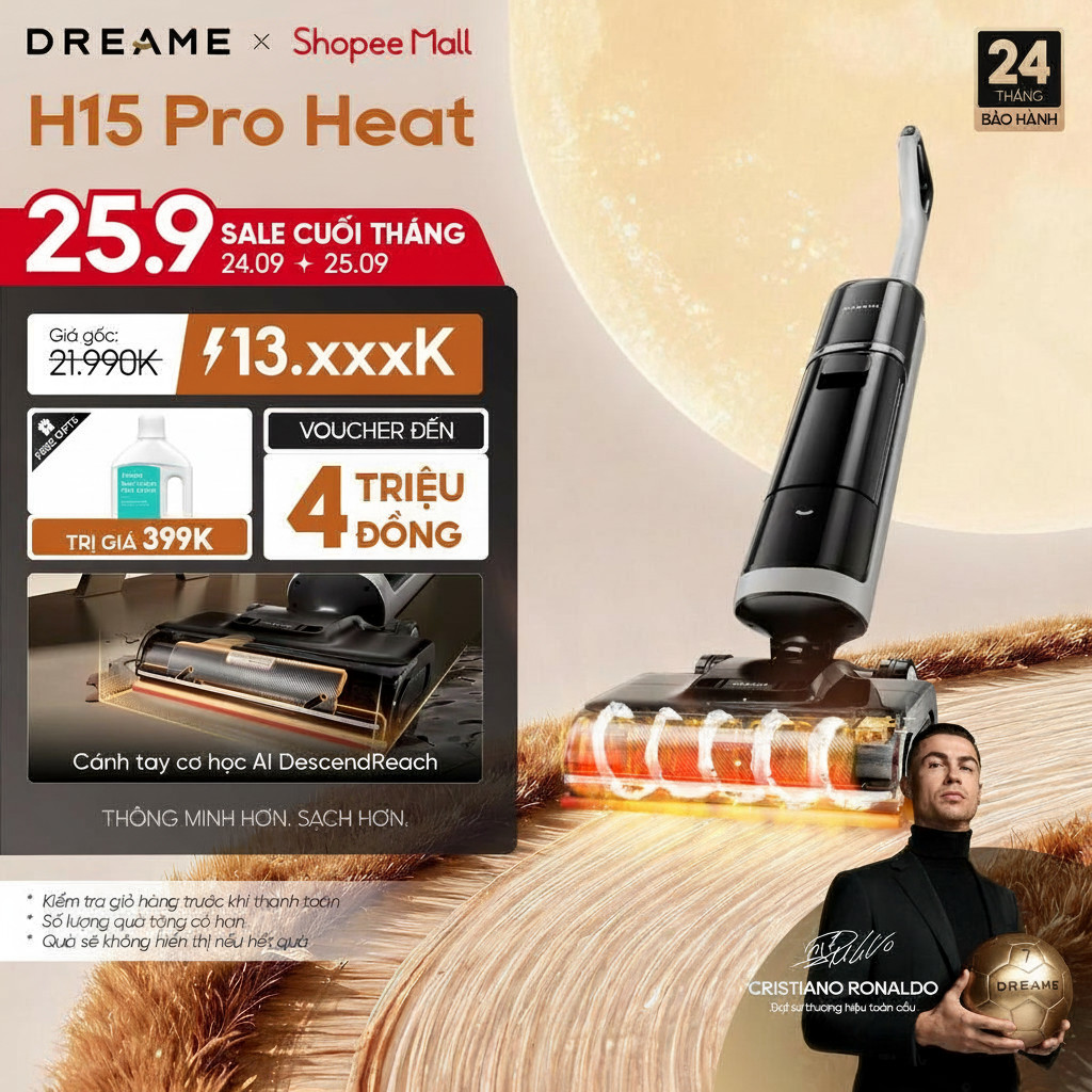 Dreame H15 Pro/ H15 Pro Heat/ H15 Pro FoamWash Máy hút bụi lau sàn không dây | Giặt nóng | BH 24 thá