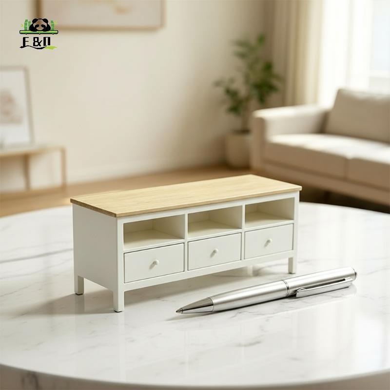 [F & O] 1 / 12 Tủ Tivi Thu Nhỏ Nhà Búp Bê Có Ngăn Kéo Đồ Nội Thất Thực Tế Mô Hình Trang Trí Cho Nhà Búp Bê Trang Trí Cảnh EMKK