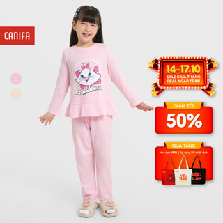 Bộ mặc nhà bé gái CANIFA dài tay quần dài chất liệu mềm mại PS25 1LS25W004